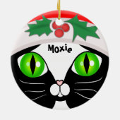 kerstversiering met kerstmis in Santa Tuxedo Cat Keramisch Ornament (Achterkant)