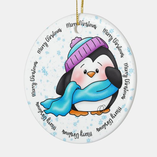 Kerstversiering met kleine winterpepa Penguin Keramisch Ornament (Links)