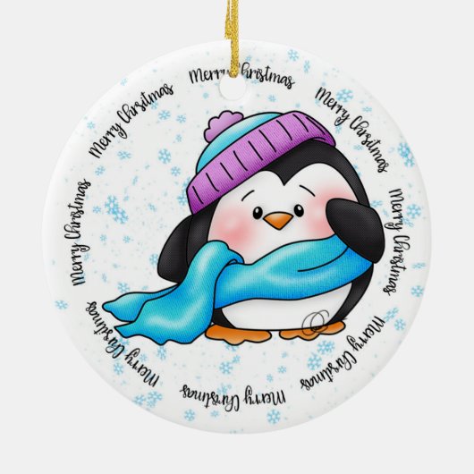 Kerstversiering met kleine winterpepa Penguin Keramisch Ornament (Achterkant)