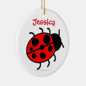 Kerstversiering met ladybug Voeg Jouw naam en teks Keramisch Ornament (Rechts)