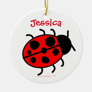 Kerstversiering met ladybug Voeg Jouw naam en teks Keramisch Ornament