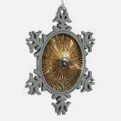 kerstversiering met langwerpige wiel tin sneeuwvlok ornament (Links)