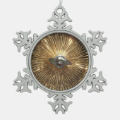 kerstversiering met langwerpige wiel tin sneeuwvlok ornament (Voorkant)