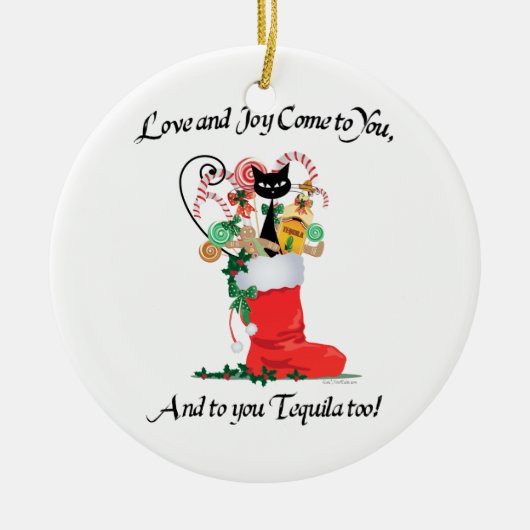 Kerstversiering met liefde en Joy & Tequila Keramisch Ornament (Voorkant)