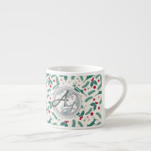 Kerstversiering met monogram herten hulst volks espresso kop