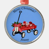Kerstversiering met naam en datum Wagon Metalen Ornament (Voorkant)