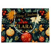 Kerstversiering met naamvlak groot cadeauzakje (Voorkant)