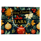 Kerstversiering met naamvlak groot cadeauzakje (Achterkant)