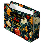 Kerstversiering met naamvlak groot cadeauzakje (Voorkant Gekanteld)