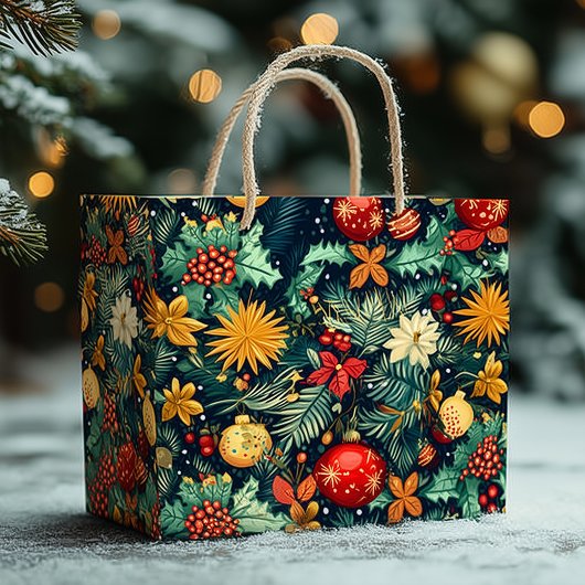 Kerstversiering met naamvlak groot cadeauzakje