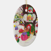 Kerstversiering met ooval Woodland Keramisch Ornament (Rechts)