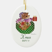 Kerstversiering met ooval Woodland Keramisch Ornament (Achterkant)