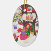 Kerstversiering met ooval Woodland Keramisch Ornament (Links)