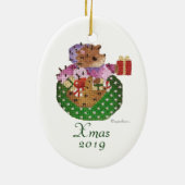 Kerstversiering met ooval Woodland Keramisch Ornament (Achterkant)