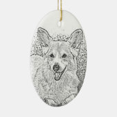 Kerstversiering met Oval Corgi Keramisch Ornament (Rechts)