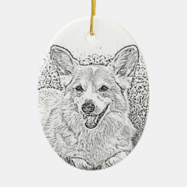 Kerstversiering met Oval Corgi Keramisch Ornament