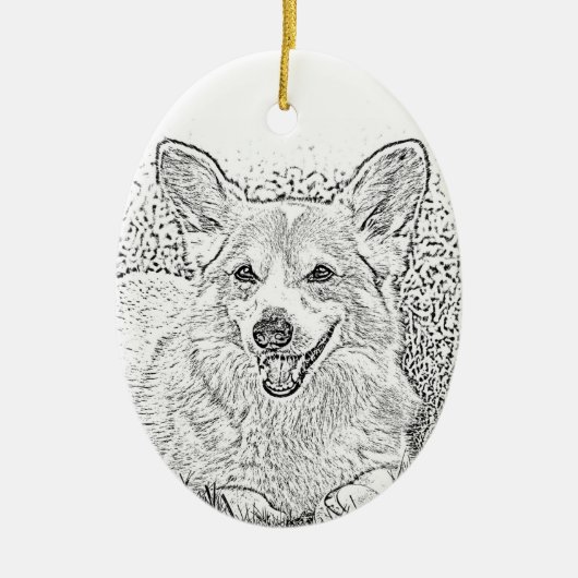Kerstversiering met Oval Corgi Keramisch Ornament (Voorkant)