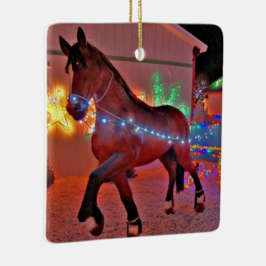 kerstversiering met paardendrager keramisch ornament (Rechts)