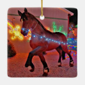 kerstversiering met paardendrager keramisch ornament (Achterkant)