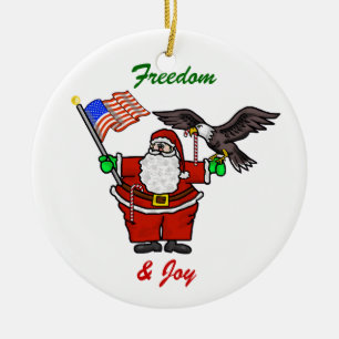  kerstversiering met patriottische kerstman keramisch ornament