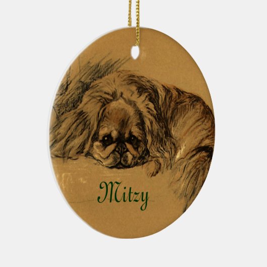  kerstversiering met Pekingese Keramisch Ornament (Rechts)