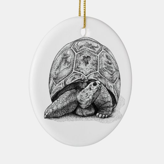 Kerstversiering met pen en inktschildpad keramisch ornament (Rechts)