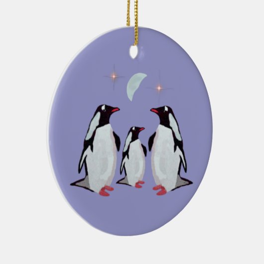 kerstversiering met pinguïn keramisch ornament (Rechts)