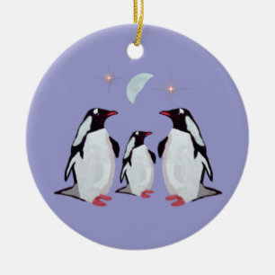kerstversiering met pinguïn keramisch ornament