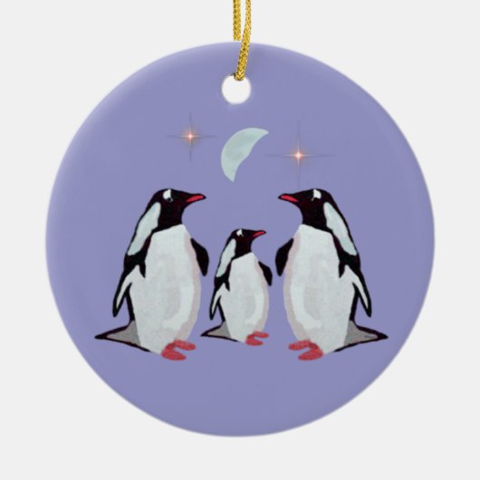 kerstversiering met pinguïn keramisch ornament (Voorkant)