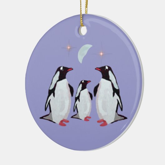 kerstversiering met pinguïn keramisch ornament (Links)