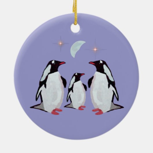 kerstversiering met pinguïn keramisch ornament (Achterkant)