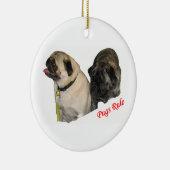 kerstversiering met pugs Rule Keramisch Ornament (Rechts)