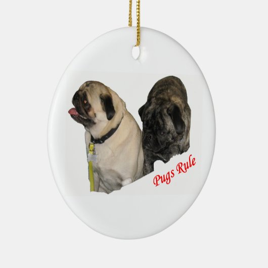 kerstversiering met pugs Rule Keramisch Ornament (Rechts)