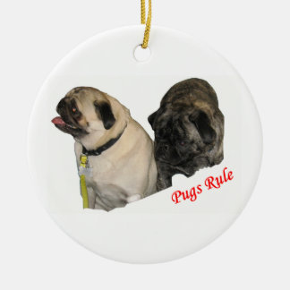 kerstversiering met pugs Rule Keramisch Ornament