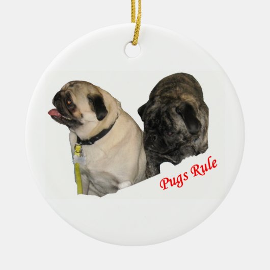 kerstversiering met pugs Rule Keramisch Ornament (Voorkant)