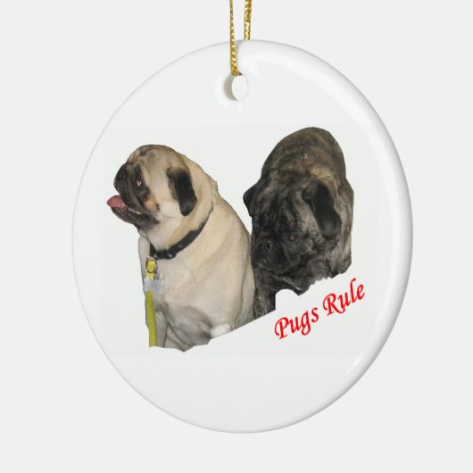 kerstversiering met pugs Rule Keramisch Ornament (Links)