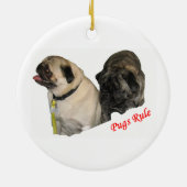 kerstversiering met pugs Rule Keramisch Ornament (Achterkant)