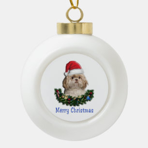 Kerstversiering met puppy Dogs Keramische Bal Ornament