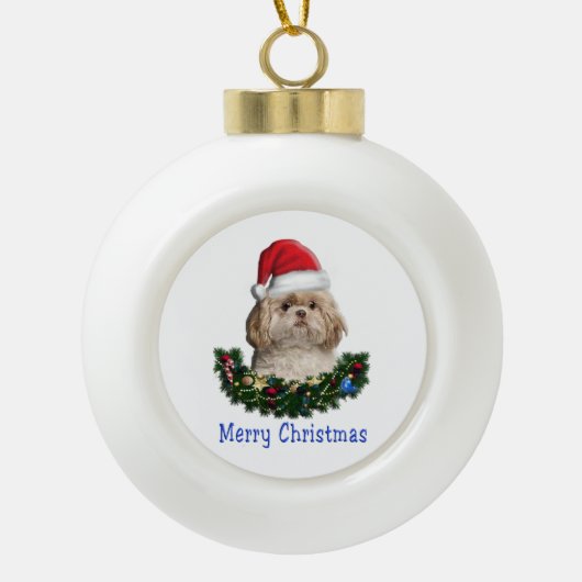 Kerstversiering met puppy Dogs Keramische Bal Ornament (Voorkant)