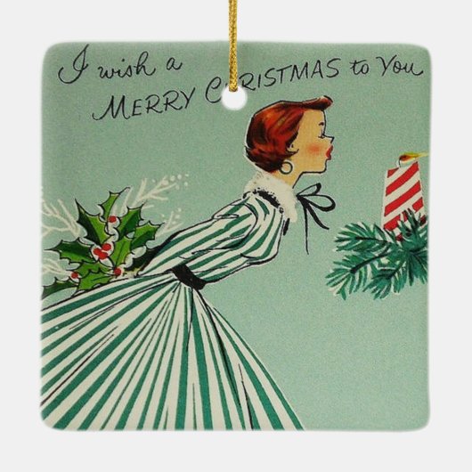 kerstversiering met Retro Keramisch Ornament (Achterkant)