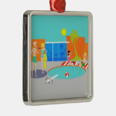 kerstversiering met Retro Pool Party Metalen Ornament (Rechts)