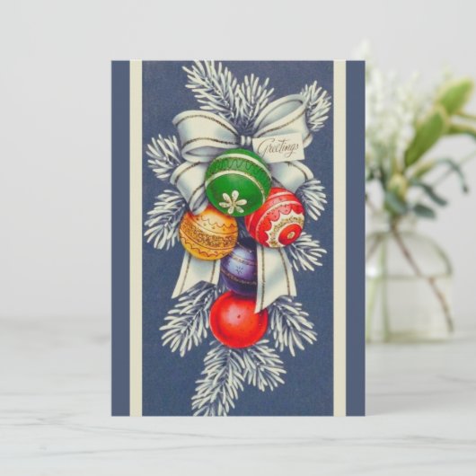 kerstversiering met Retro Spray Aangepast Feestdagenkaart (Staand voorkant)