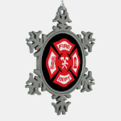 kerstversiering met rode brandweerman tin sneeuwvlok ornament (Links)