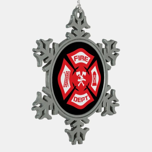 kerstversiering met rode brandweerman tin sneeuwvlok ornament (Links)