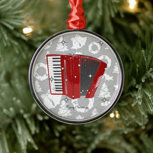 kerstversiering met rode cordion metalen ornament (Boom)