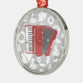 kerstversiering met rode cordion metalen ornament (Links)