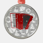 kerstversiering met rode cordion metalen ornament (Voorkant)