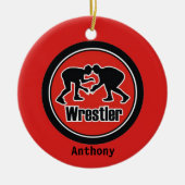 Kerstversiering met rode en zwarte kerstfeestdag keramisch ornament (Voorkant)