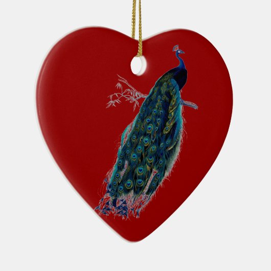 kerstversiering met rood hart keramisch ornament (Rechts)