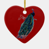 kerstversiering met rood hart keramisch ornament (Voorkant)